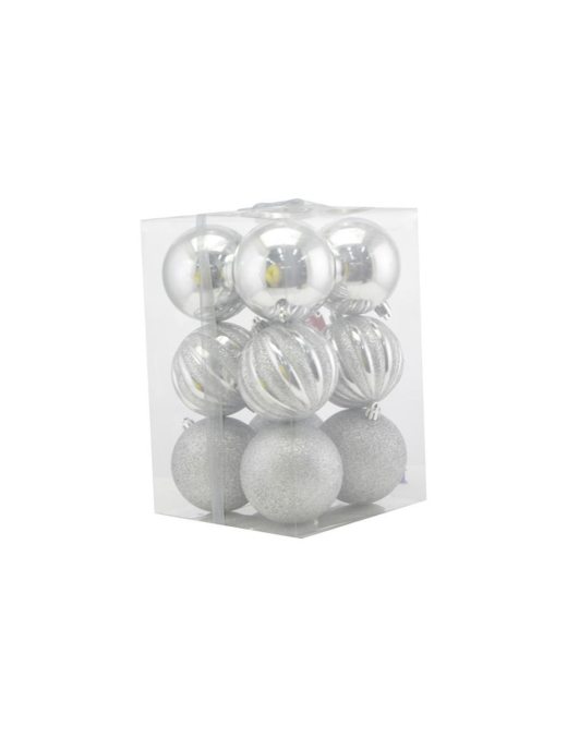 ARGENTO SFERE  8cm 12pezzi LUCIDA/MATTA