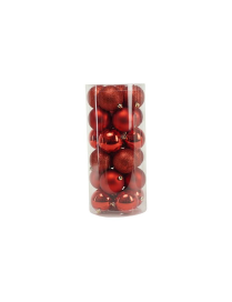 RED GLOSSY, MATTE AND GLITTERY SPHERES 7cm 24 pieces