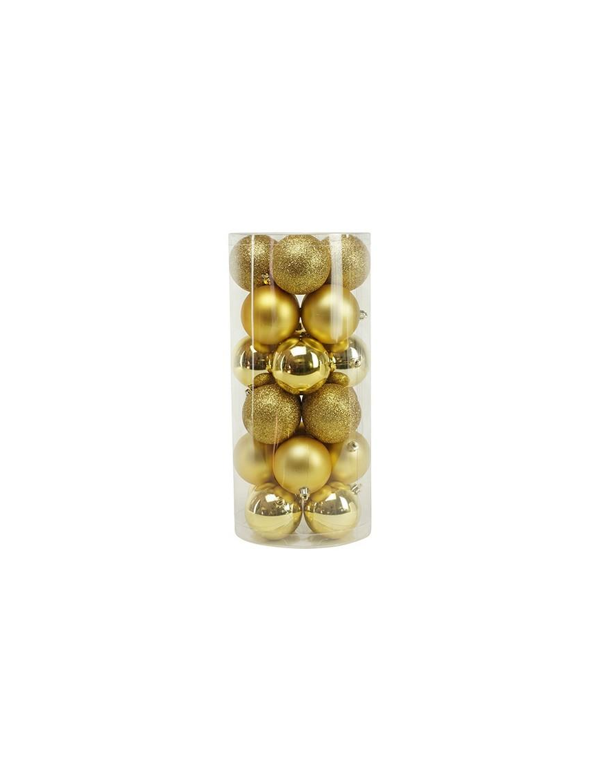 SFERE LUCIDE, MATTE E GLITTERATE ORO  7cm 24pezzi