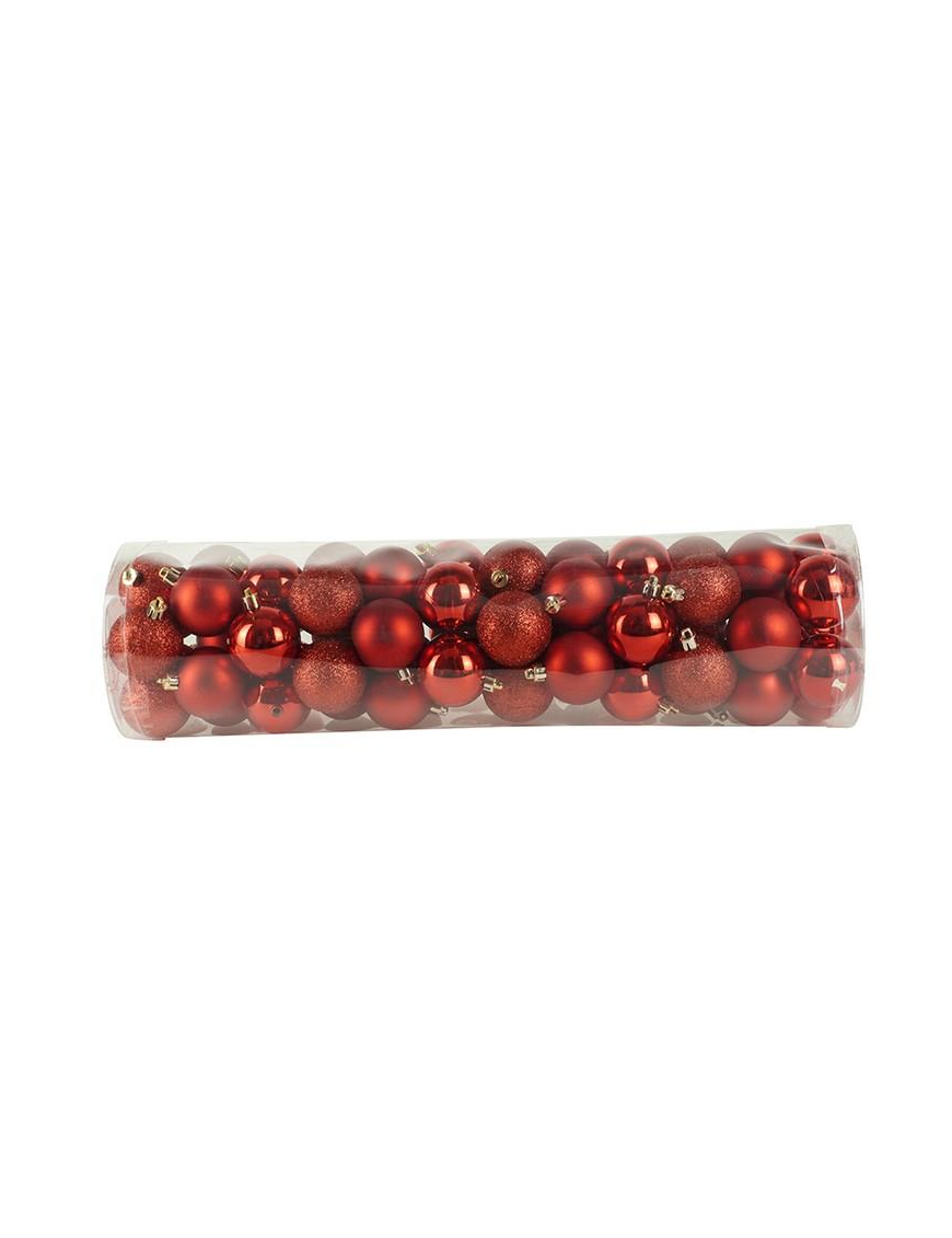 SFERE LUCIDE, MATTE E GLITTERATE ROSSE  5cm 60pezzi