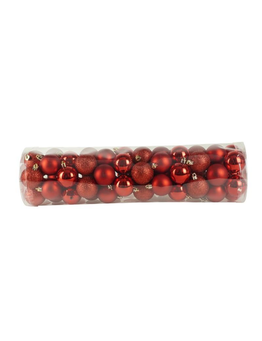 SFERE LUCIDE, MATTE E GLITTERATE ROSSE  5cm 60pezzi