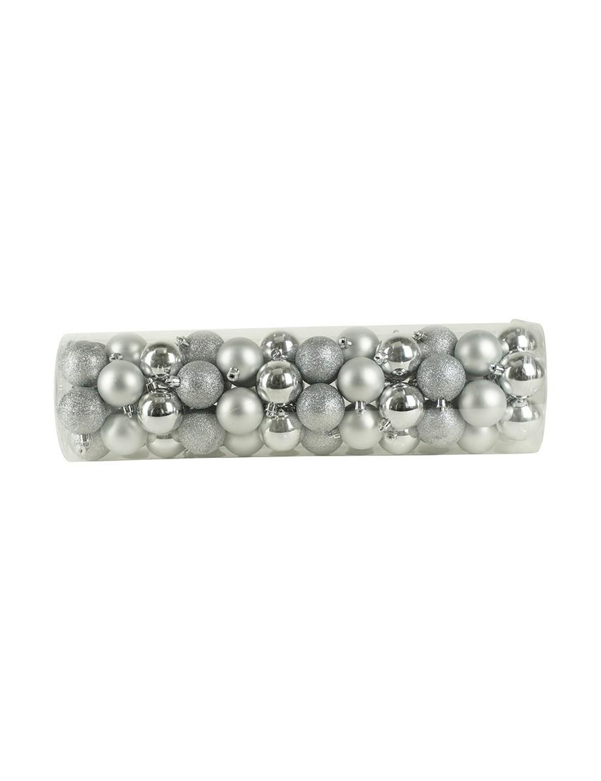 5cm 60pcs SILVER SHINY, MATTE AND GLITTERY SPHERES