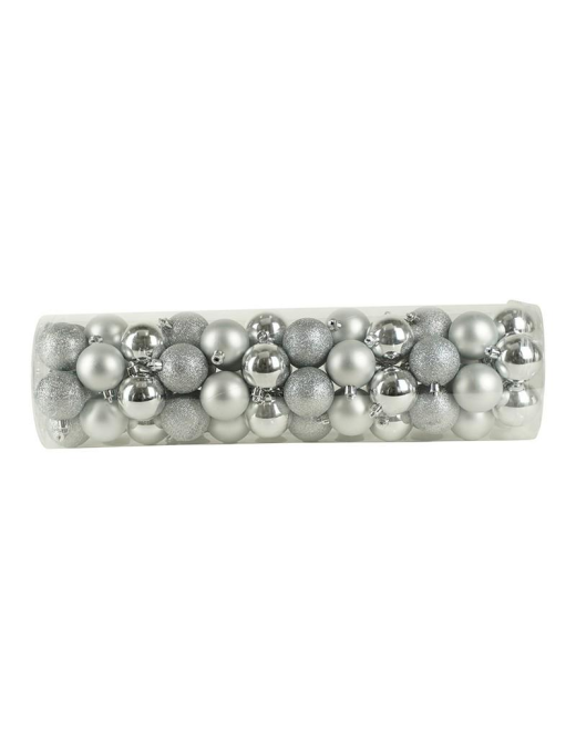 SFERE LUCIDE, MATTE E GLITTERATE ARGENTO  5cm 60pezzi