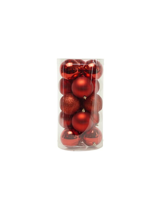 SFERE LUCIDE, MATTE E GLITTERATE ROSSE  9cm 15pezzi
