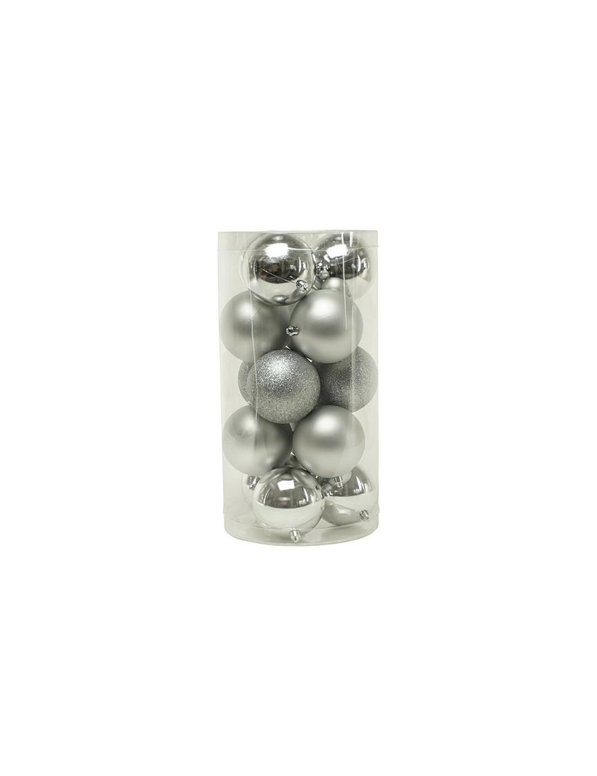 9cm 15pcs SILVER SHINY, MATTE AND GLITTERY SPHERES