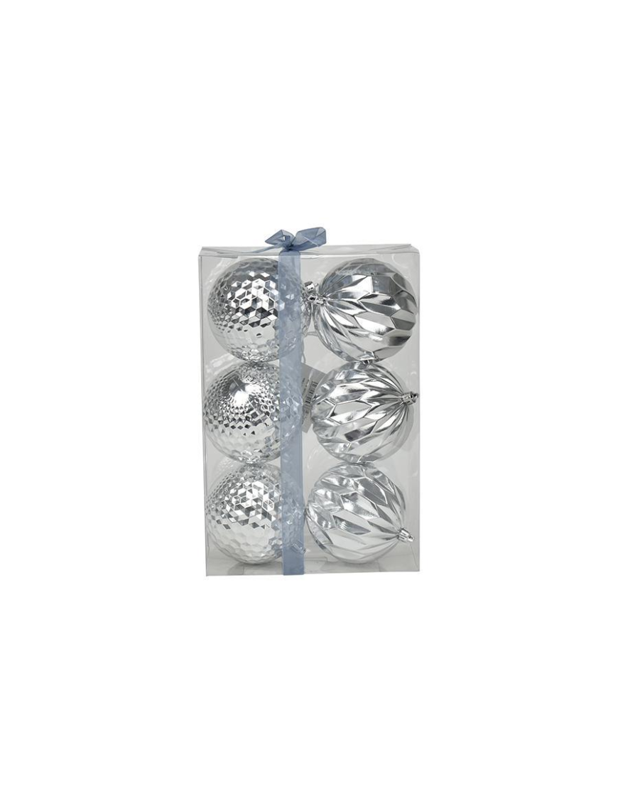 SFERE ROMBI/SAGOMATE ARGENTO 10cm 6pezzi