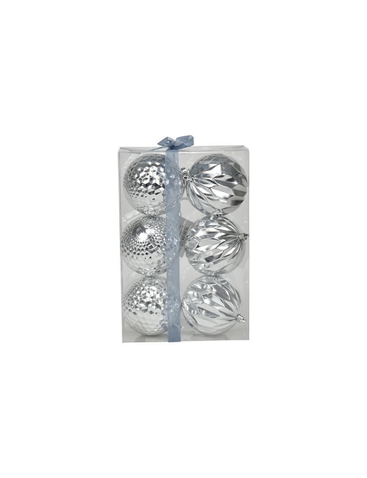 SFERE ROMBI/SAGOMATE ARGENTO 10cm 6pezzi