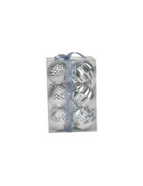 SFERE ROMBI/SAGOMATE ARGENTO  8cm 12pezzi