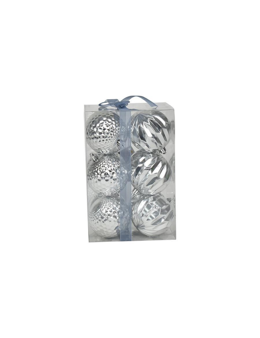 SILVER RHOMBUS/SHAPED SPHERES 8cm 12 pieces