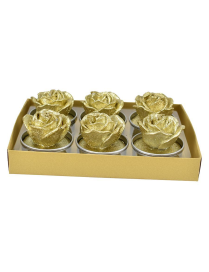 CANDELA ORO MODELLO ROSA TEA-LIGHT 6pezzi
