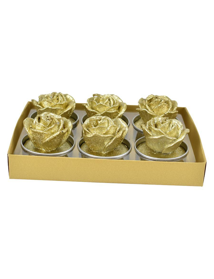 CANDELA ORO MODELLO ROSA TEA-LIGHT 6pezzi