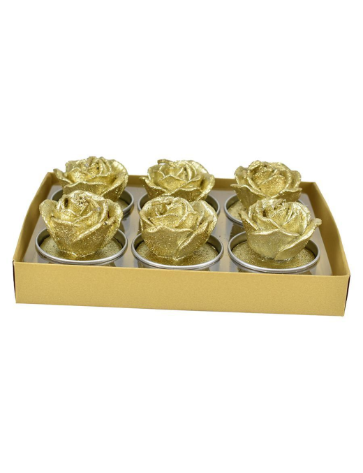 GOLDEN ROSE TEA LIGHT CANDLE 6 pieces