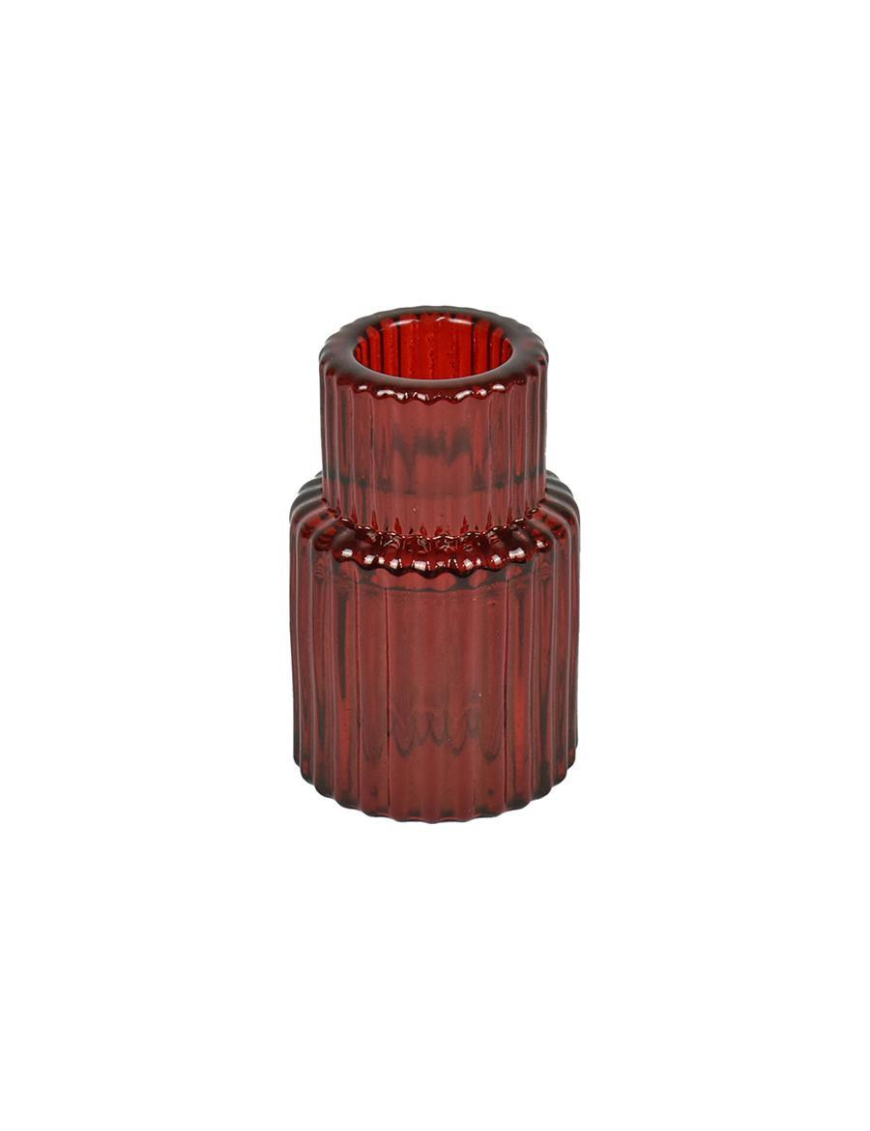 PORTACANDELA ROSSO IN VETRO 4,5x7cm