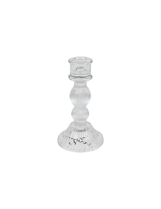 TRANSPARENT GLASS CANDLE HOLDER 8x15.5cm