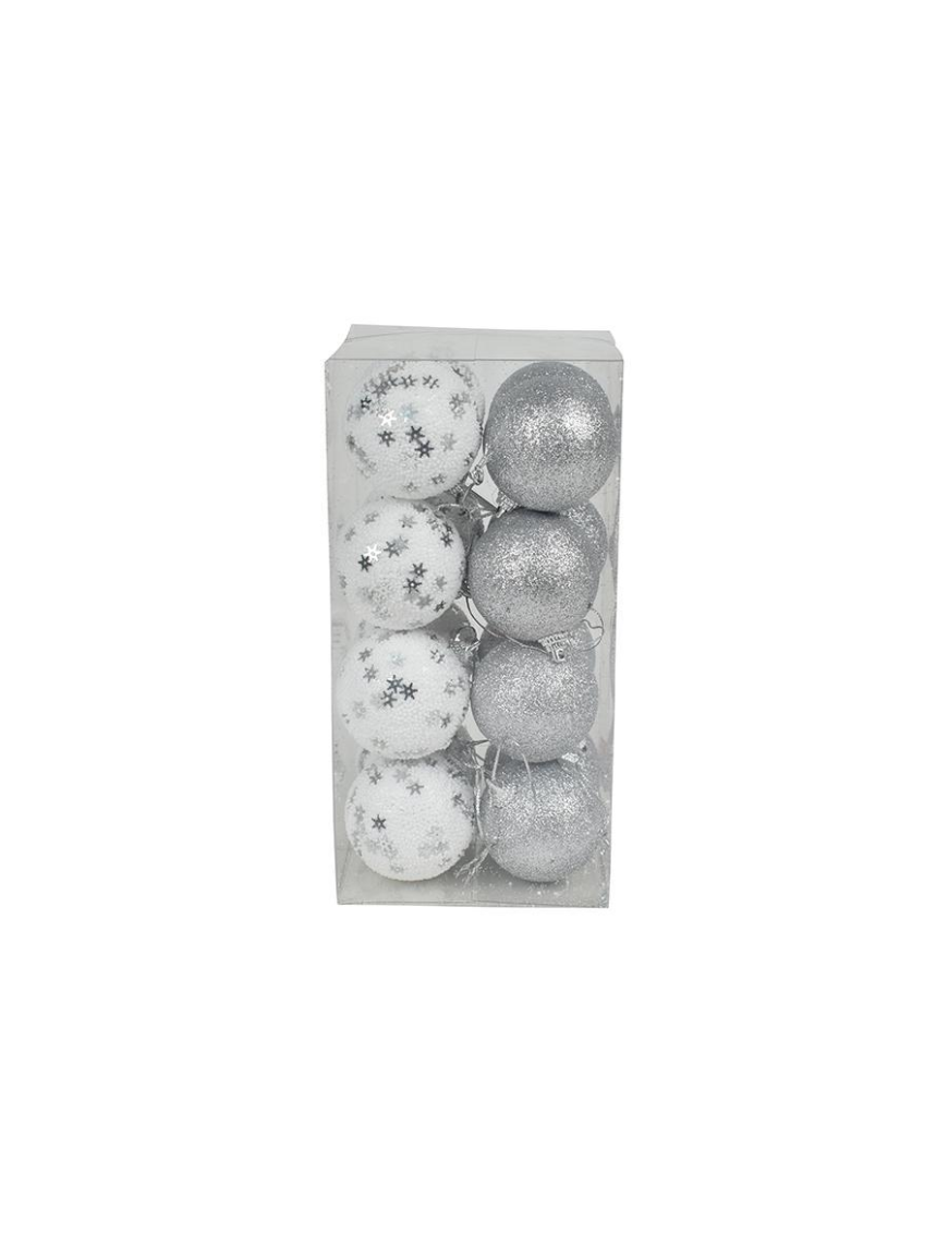 SILVER SPHERES 6cm 16 pieces