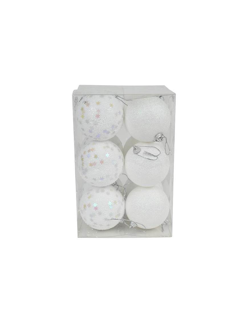 WHITE SPHERES 8cm 12 pieces
