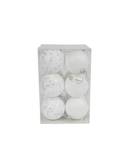 WHITE SPHERES 8cm 12 pieces
