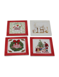 SOTTOCAFFETTIERA CERAMICA QUADRO 10cm NATALIZIO
