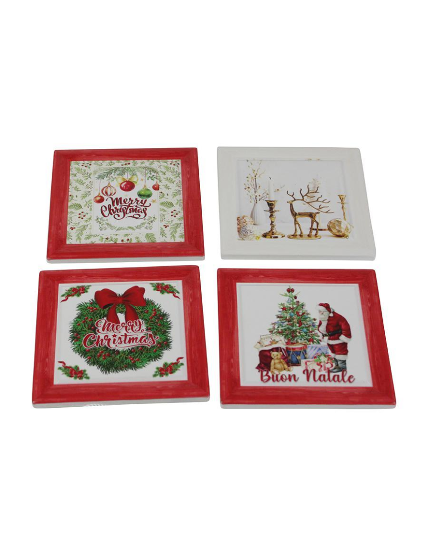 SOTTOCAFFETTIERA CERAMICA QUADRO 10cm NATALIZIO