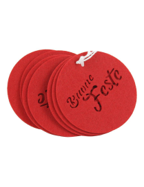 SOTTOBICCHIERE CON SCRITTA BUONE FESTE 10 CM 6 PEZZI