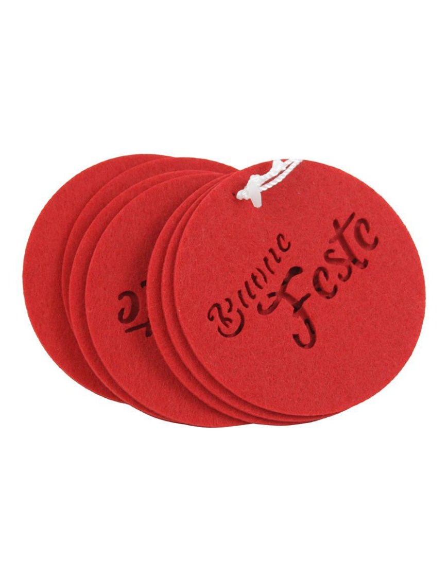 SOTTOBICCHIERE CON SCRITTA BUONE FESTE 10 CM 6 PEZZI