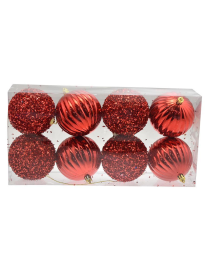 RED SPHERES 8cm 8 pieces
