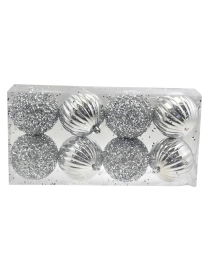 SILVER SPHERES 8cm 8 pieces