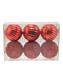 RED SPHERES 10cm 6 pieces