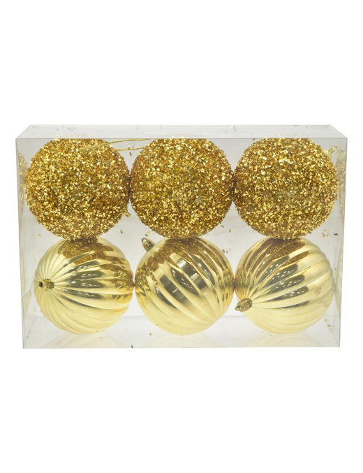 GOLD SPHERES 10cm 6 pieces