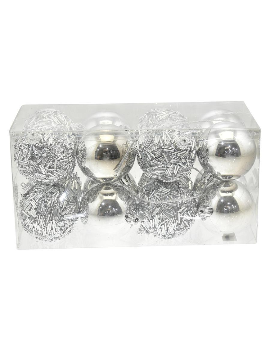 SILVER SPHERES 6cm 16 pieces