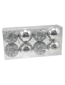 SILVER SPHERES 8cm 8 pieces