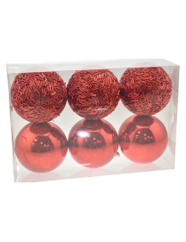RED SPHERES 10cm 6 pieces
