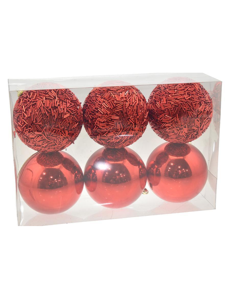 RED SPHERES 10cm 6 pieces