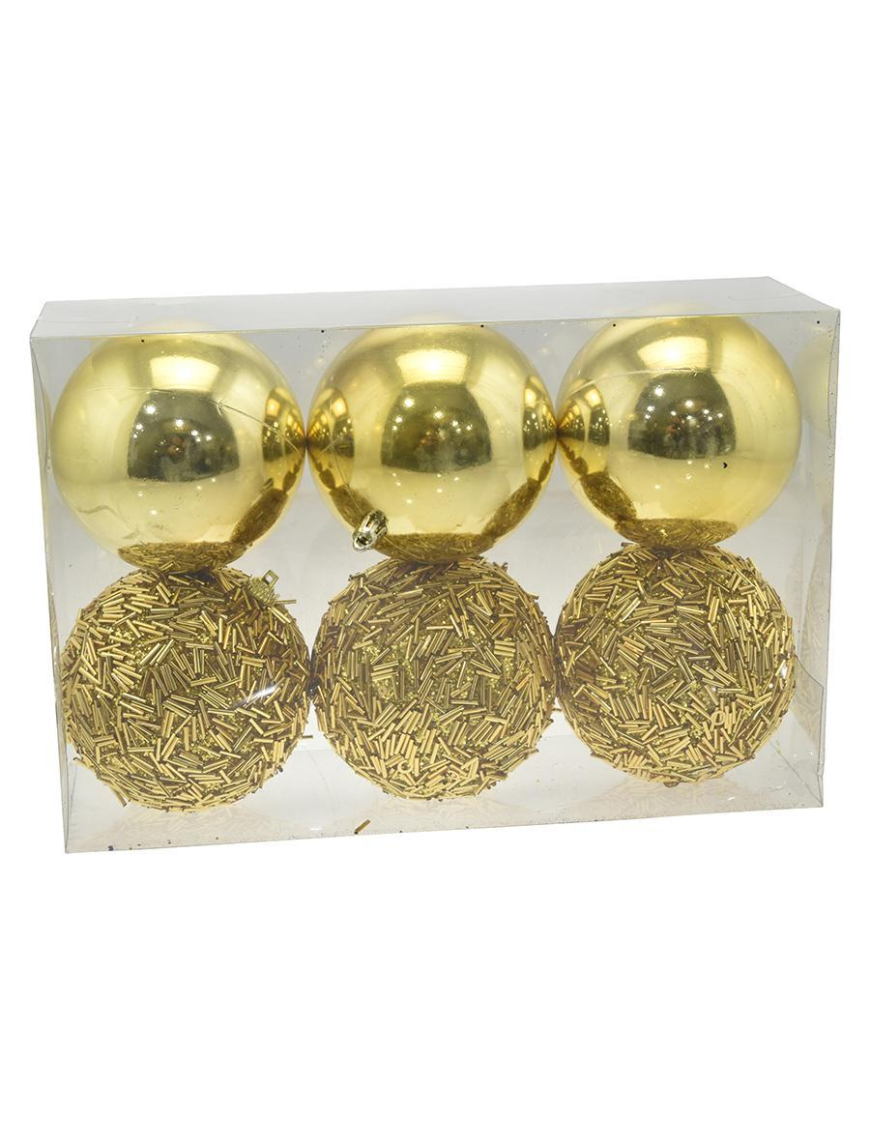 GOLD SPHERES 10cm 6 pieces