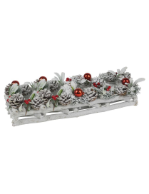 WHITE TEA-LIGHT HOLDER 47x14cm 4 PLACES