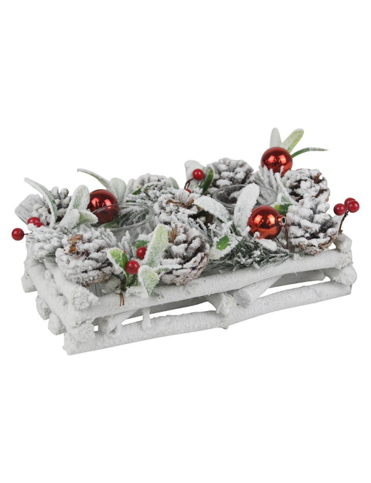 BIANCO PORTA TEA-LIGHT 24x14cm 2 POSTI