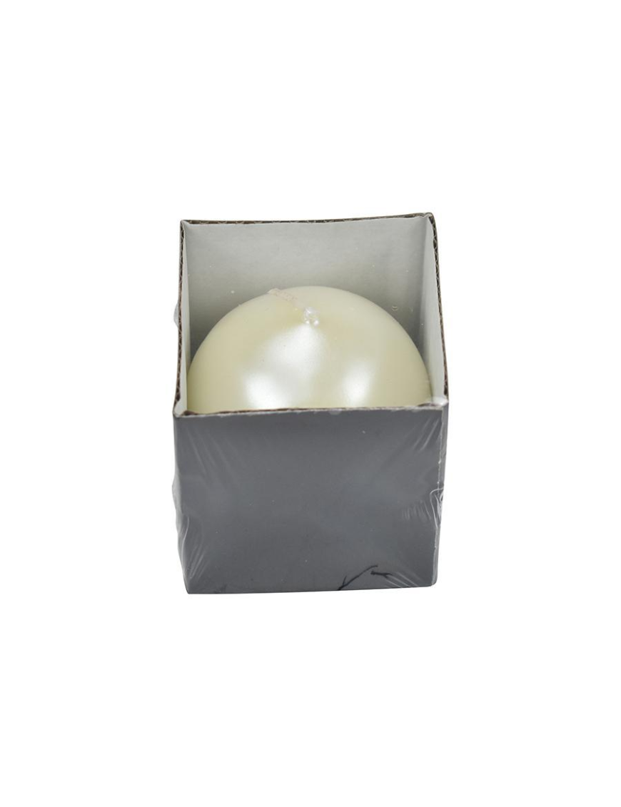 METALLIC WHITE SPHERE CANDLE 6cm