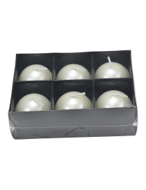 BIANCO METALLIZZATO CANDELA SFERA  4cm 6pezzi