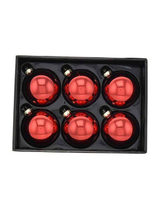 RED GLOSSY SPHERES 8cm 6 pieces