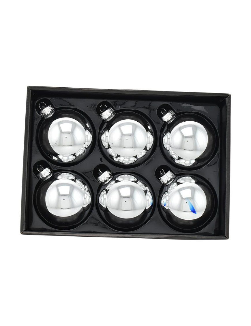 SFERE ARGENTO LUCIDO  8cm 6pezzi