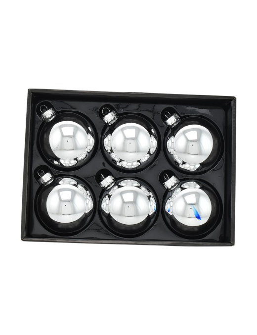 SFERE ARGENTO LUCIDO  8cm 6pezzi
