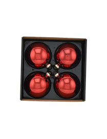 RED GLOSSY SPHERES 10cm 4 pieces