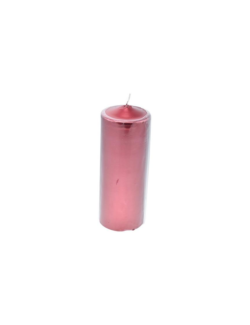 ROSSO METALLIZZATO CANDELA PILLAR  7,5x20cm