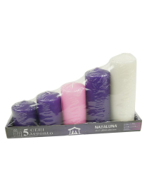 CANDELA AVVENTO PILLAR 5pz MIS.ASS.