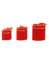 SCATOLA VELLUTO ROSSO TONDA 3pz
