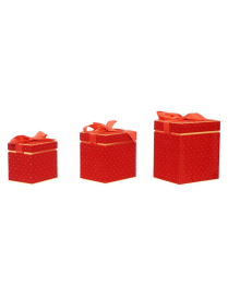 SCATOLA VELLUTO ROSSO QUADRA 3pz
