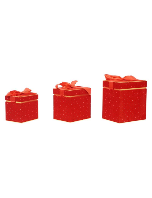 SCATOLA VELLUTO ROSSO QUADRA 3pz