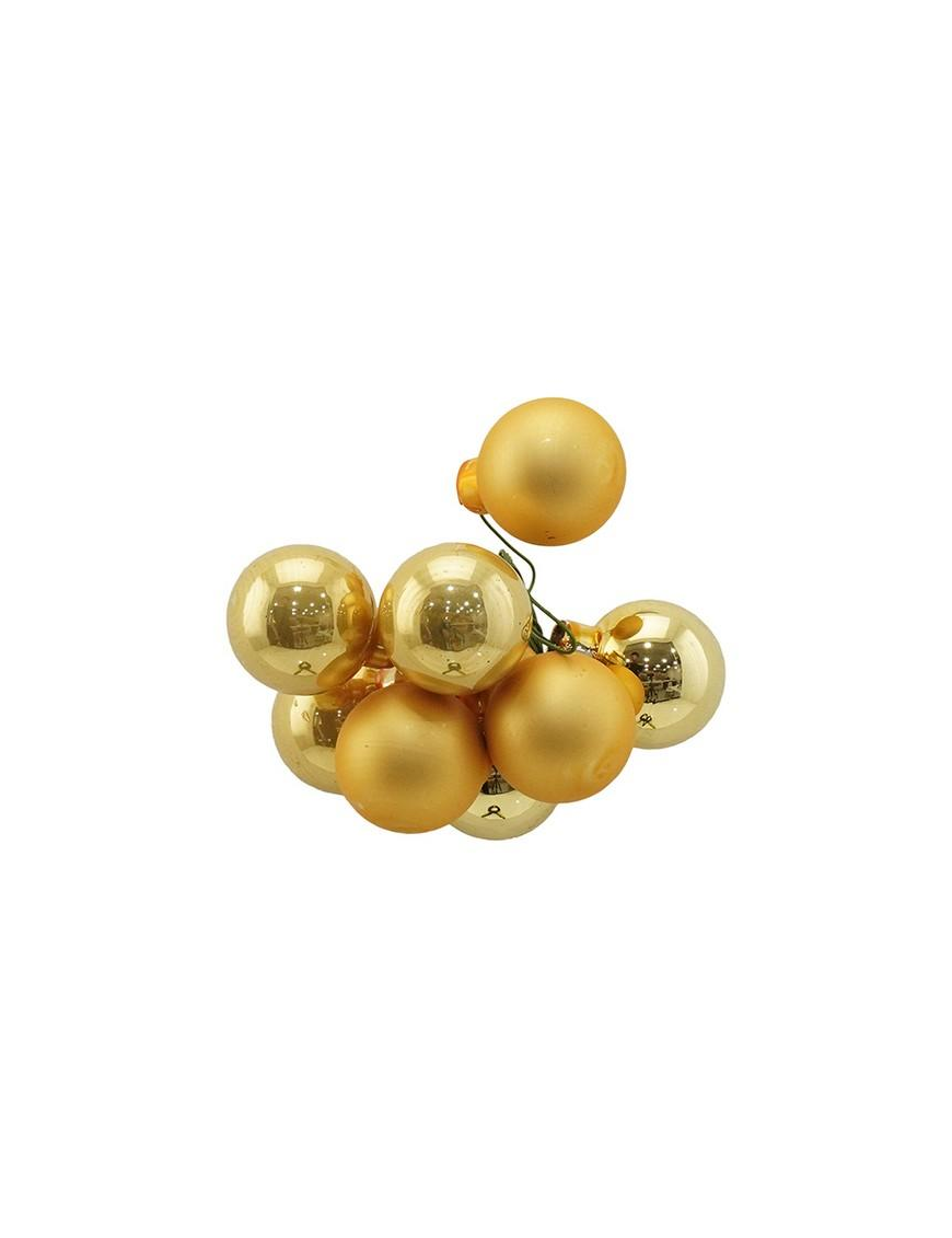 GLASS LINE BUNCH SPHERES 2.5cm 9pcs GOLD