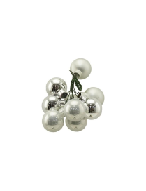 GLASS LINE BUNCH SPHERES 2.5cm 9pcs SILVER
