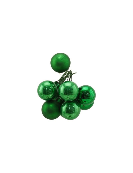 GLASS LINE BUNCH SPHERES 2.5cm 9pcs GREEN